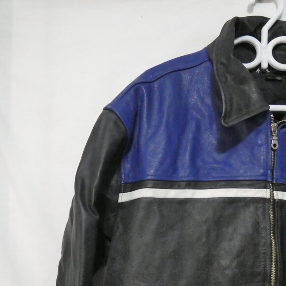 Vintage | MILAN | xl - extra large | Men's Leather Jacket | Black - Blue - White - Picture 3 of 16